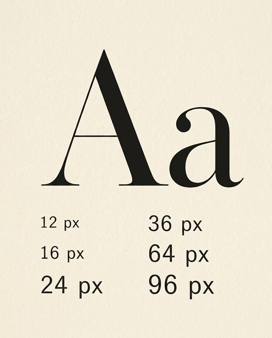 Serif typography specimen with type scale